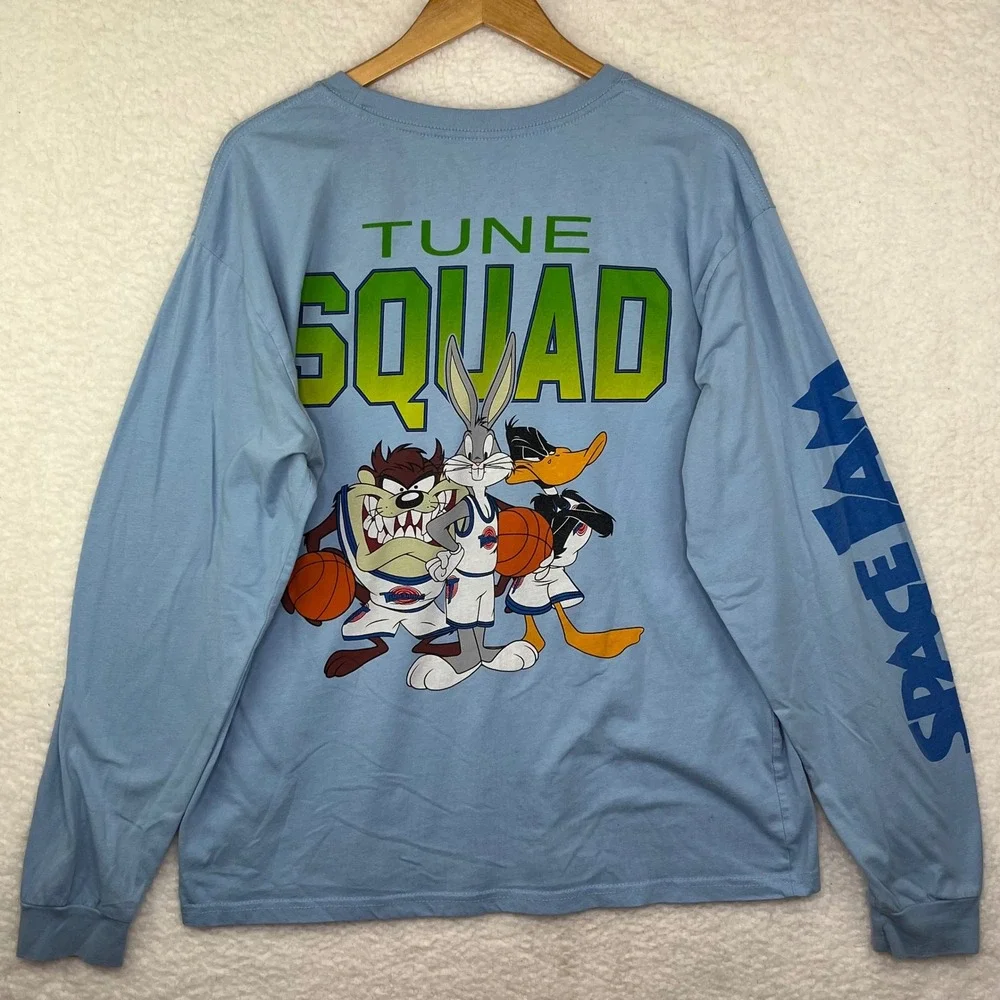 Space Jam Tune Squad Bugs Bunny Daffy Taz Long Sleeve‎ Shirt Blue Mens XL